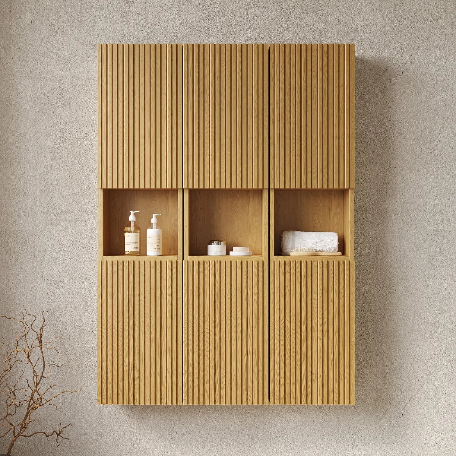 Luxury Modern Golden Oak Bathroom Cabinet European Style for Villa