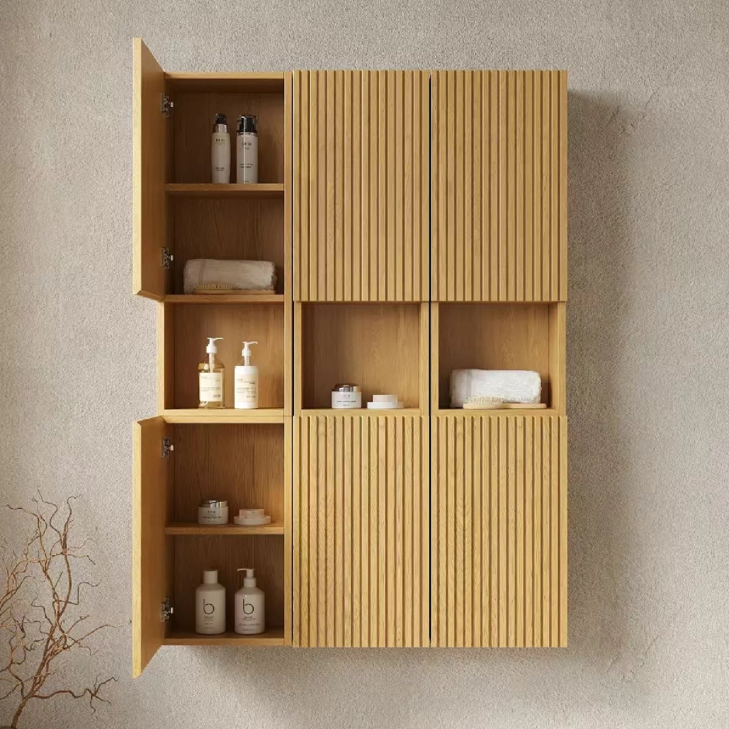 Luxury Modern Golden Oak Bathroom Cabinet European Style for Villa