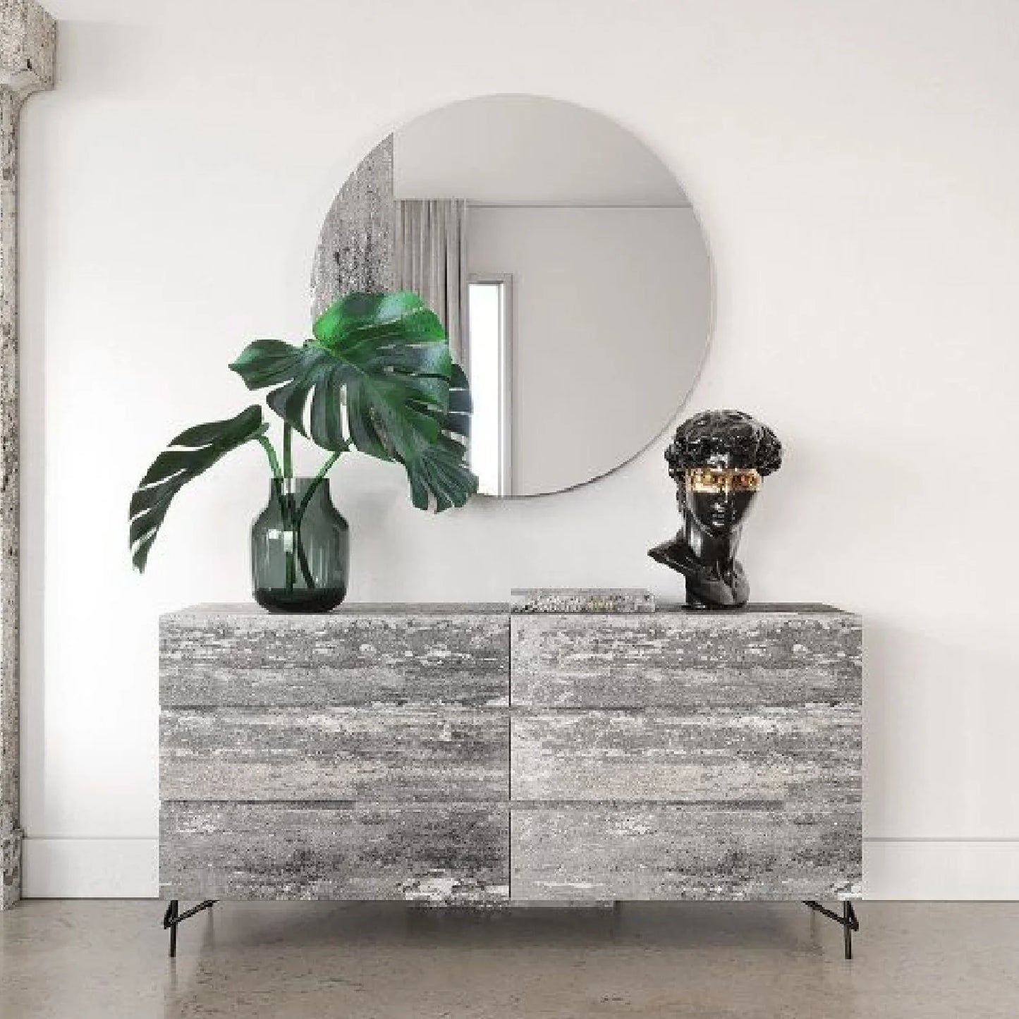 Luxury Modern Gray 6-Drawer Dresser European Style for Villa