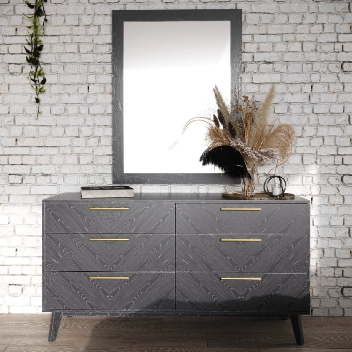 Luxury Modern Gray Ash 6-Drawer Dresser European Style for Villa