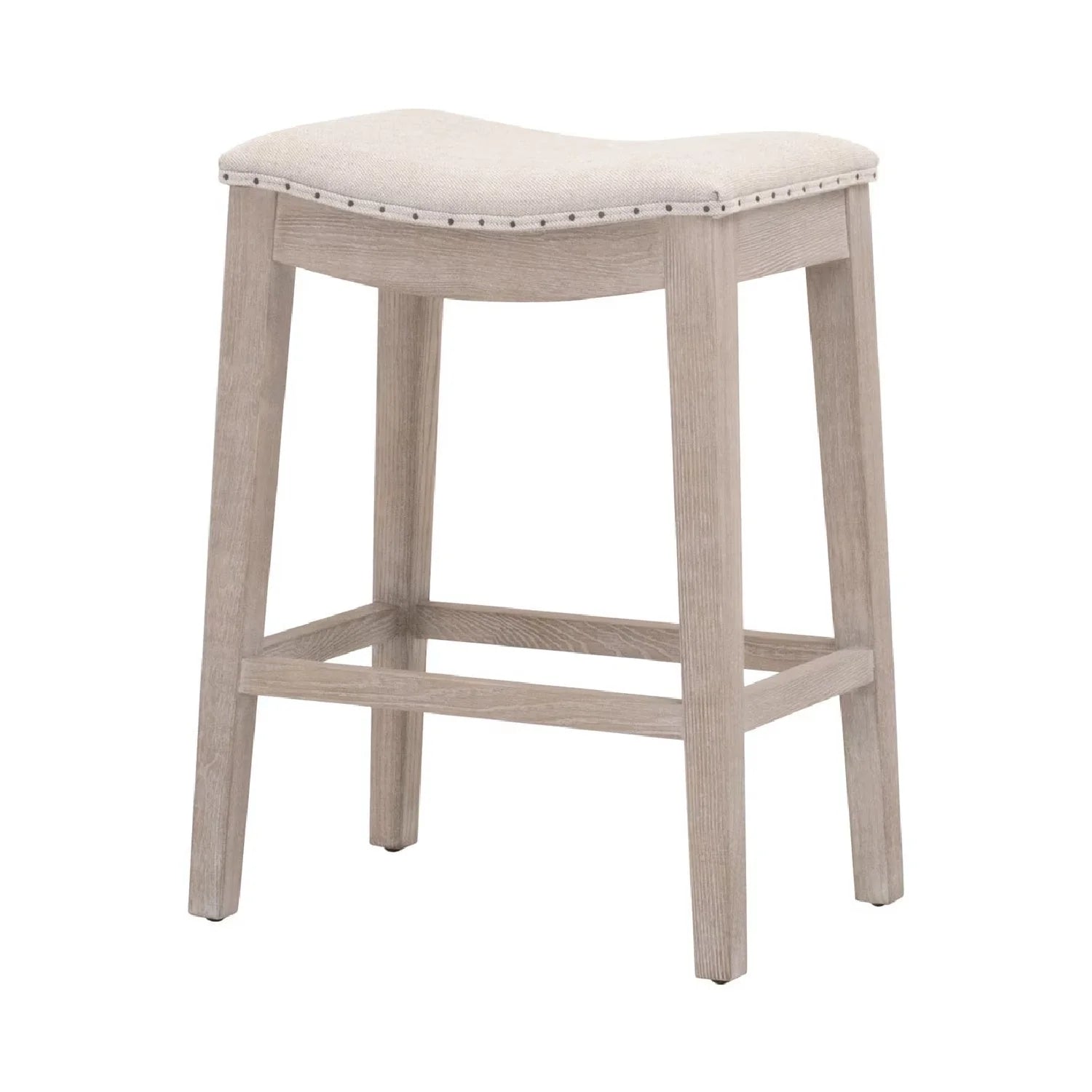 Luxury Modern Gray Ash Wood Counter Stool European Style for Villa