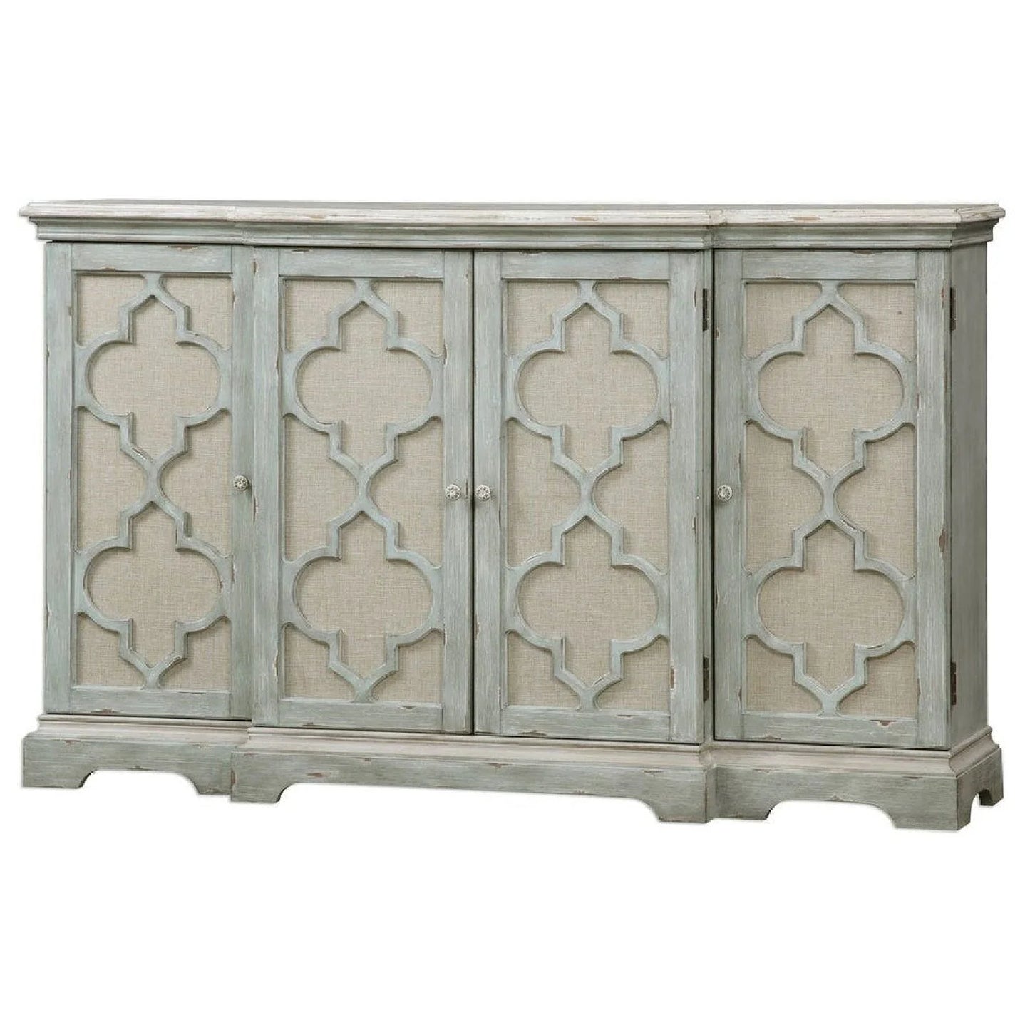 Luxury Modern Gray Carved 4-Door Cabinet European Style for Villa