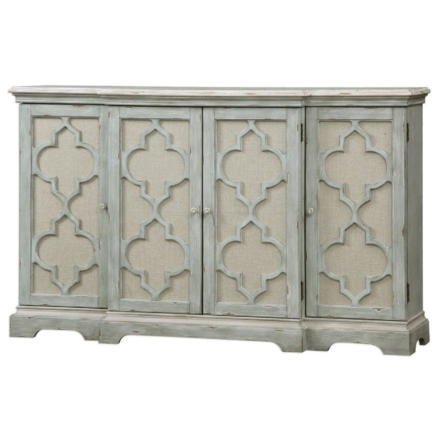Luxury Modern Gray Carved 4-Door Cabinet European Style for Villa