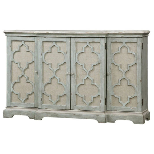 Luxury Modern Gray Carved 4-Door Cabinet European Style for Villa