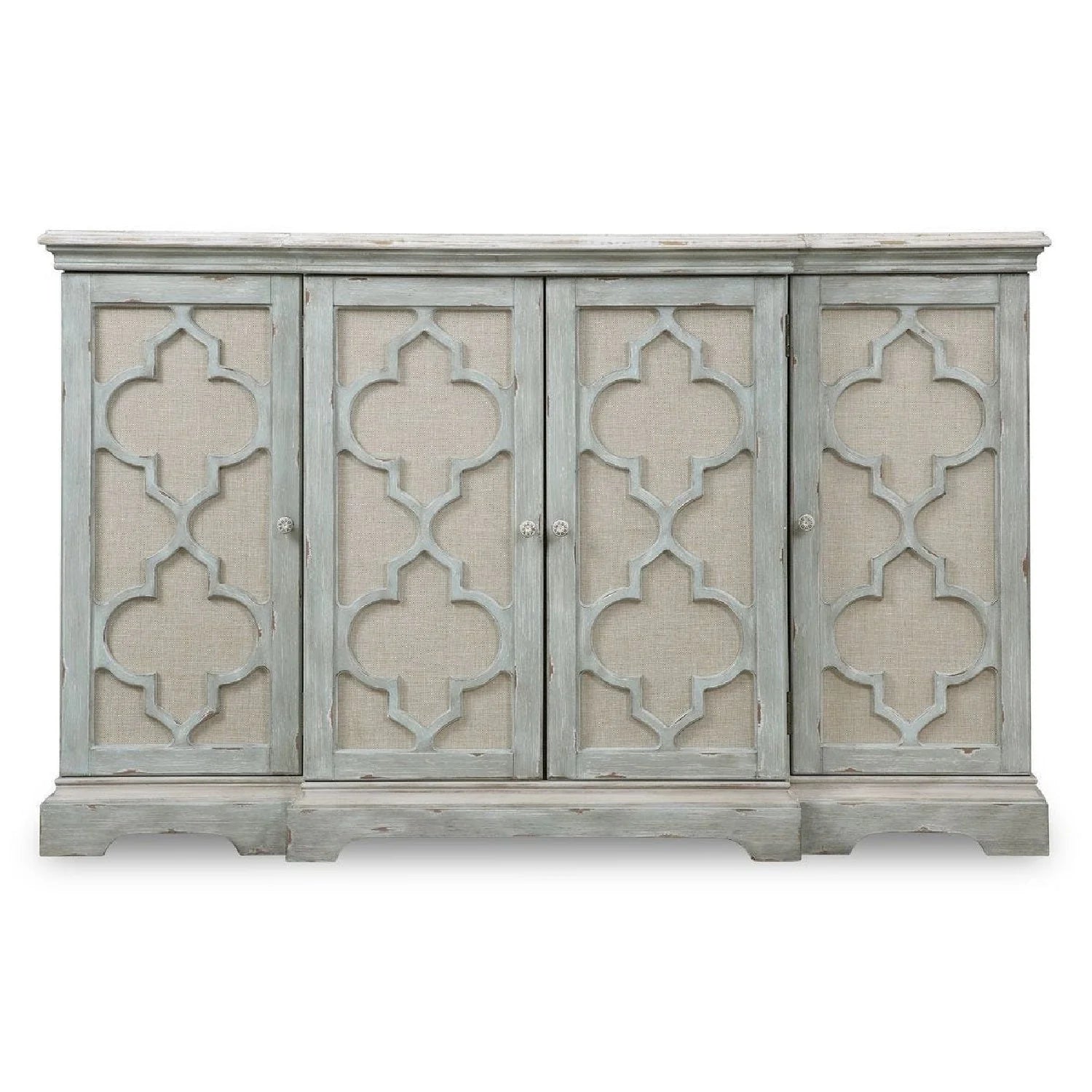 Luxury Modern Gray Carved 4-Door Cabinet European Style for Villa
