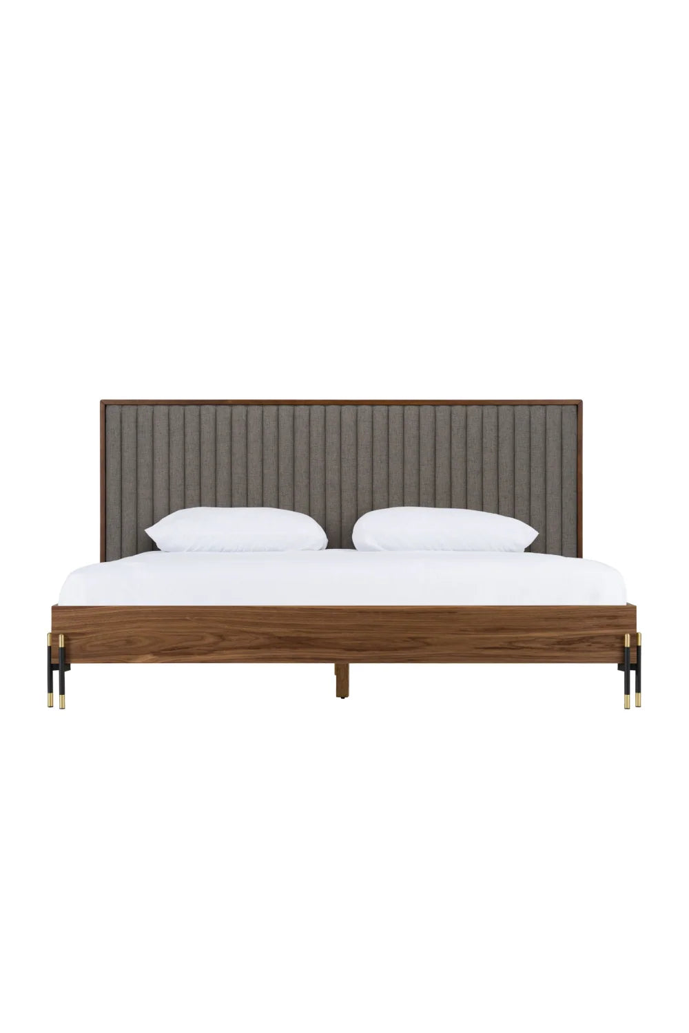 Luxury Modern Gray Channel Tufted Bed European Style for Villa