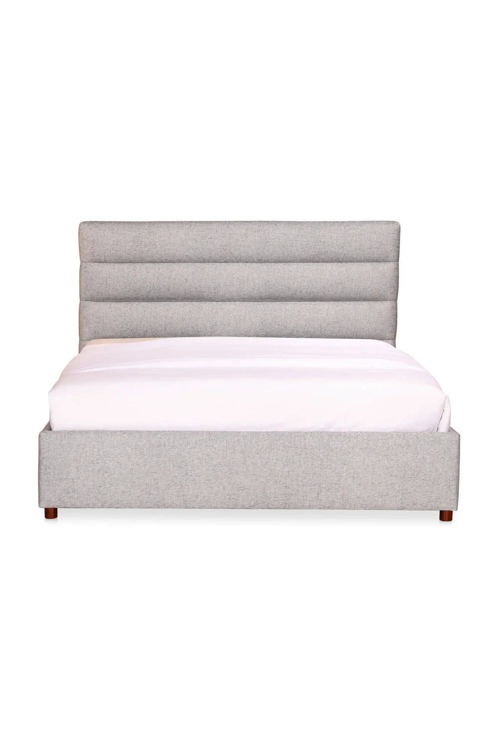 Luxury Modern Gray Channeled Fabric Queen Bed European Style for Villa