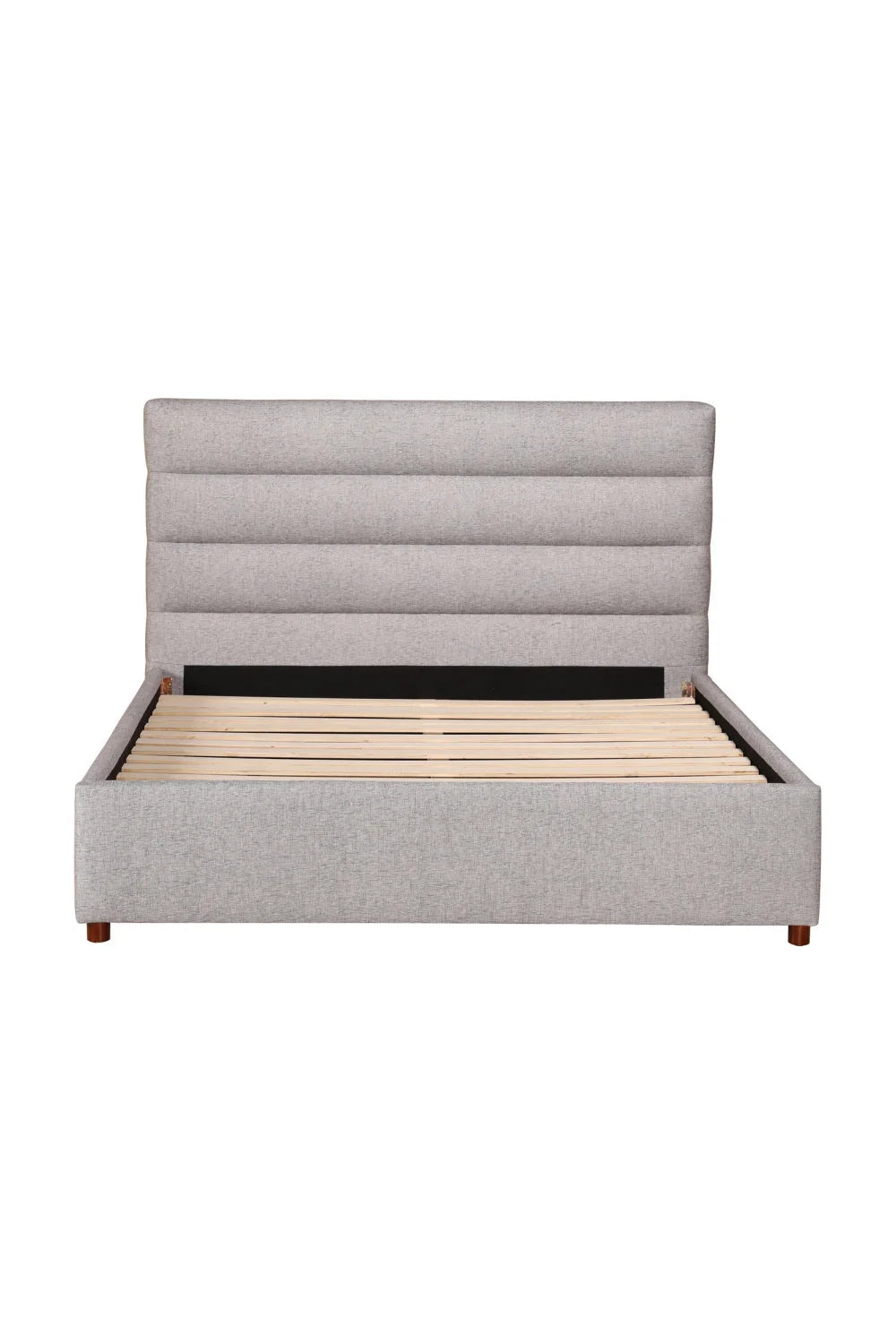 Luxury Modern Gray Channeled Fabric Queen Bed European Style for Villa