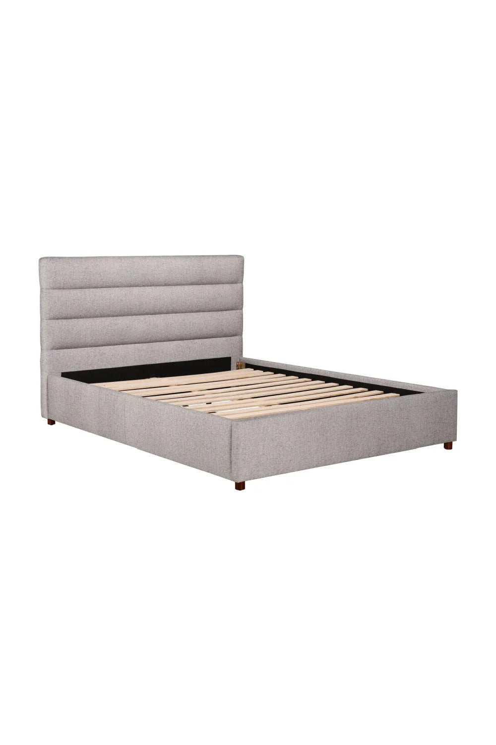 Luxury Modern Gray Channeled Fabric Queen Bed European Style for Villa