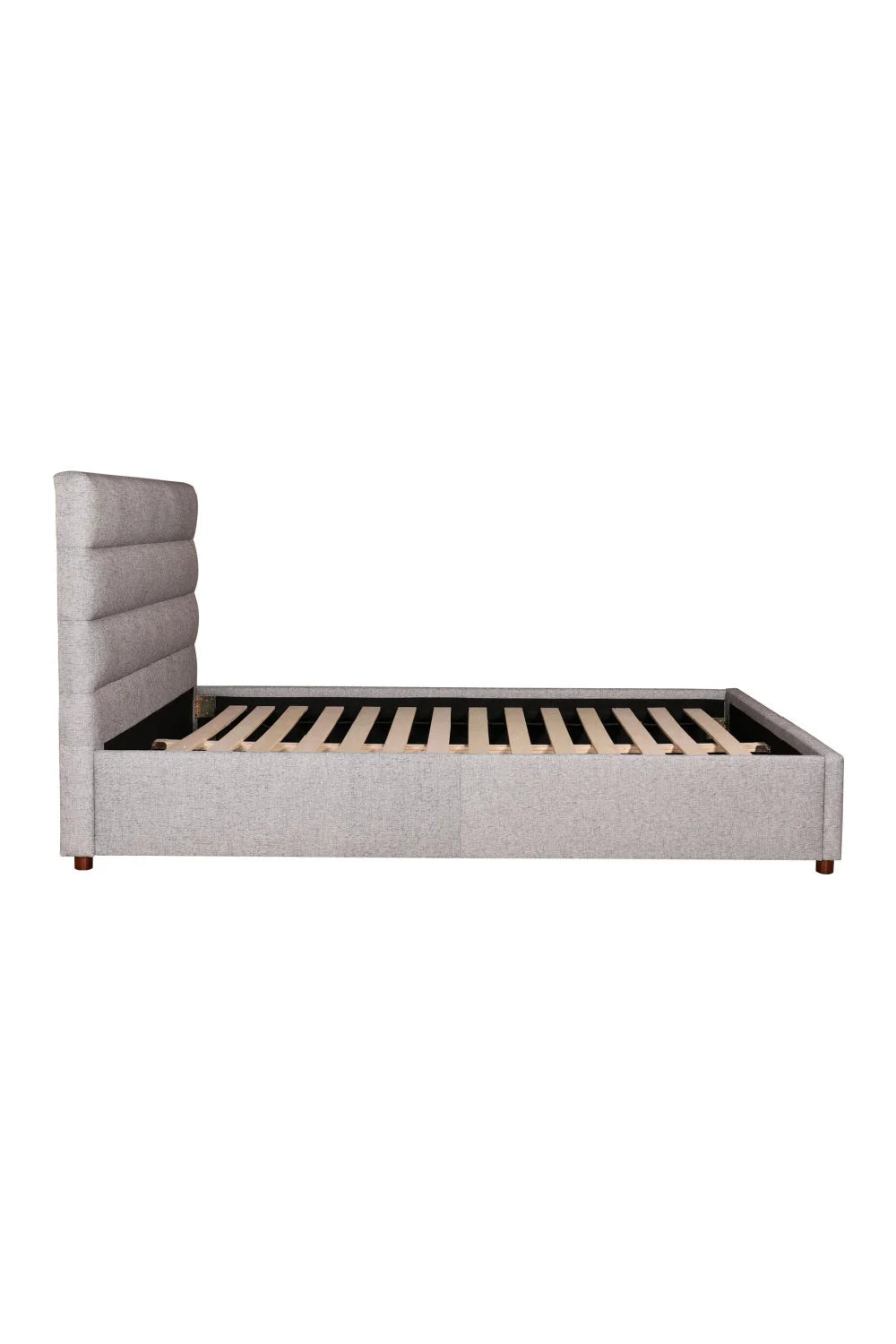 Luxury Modern Gray Channeled Fabric Queen Bed European Style for Villa
