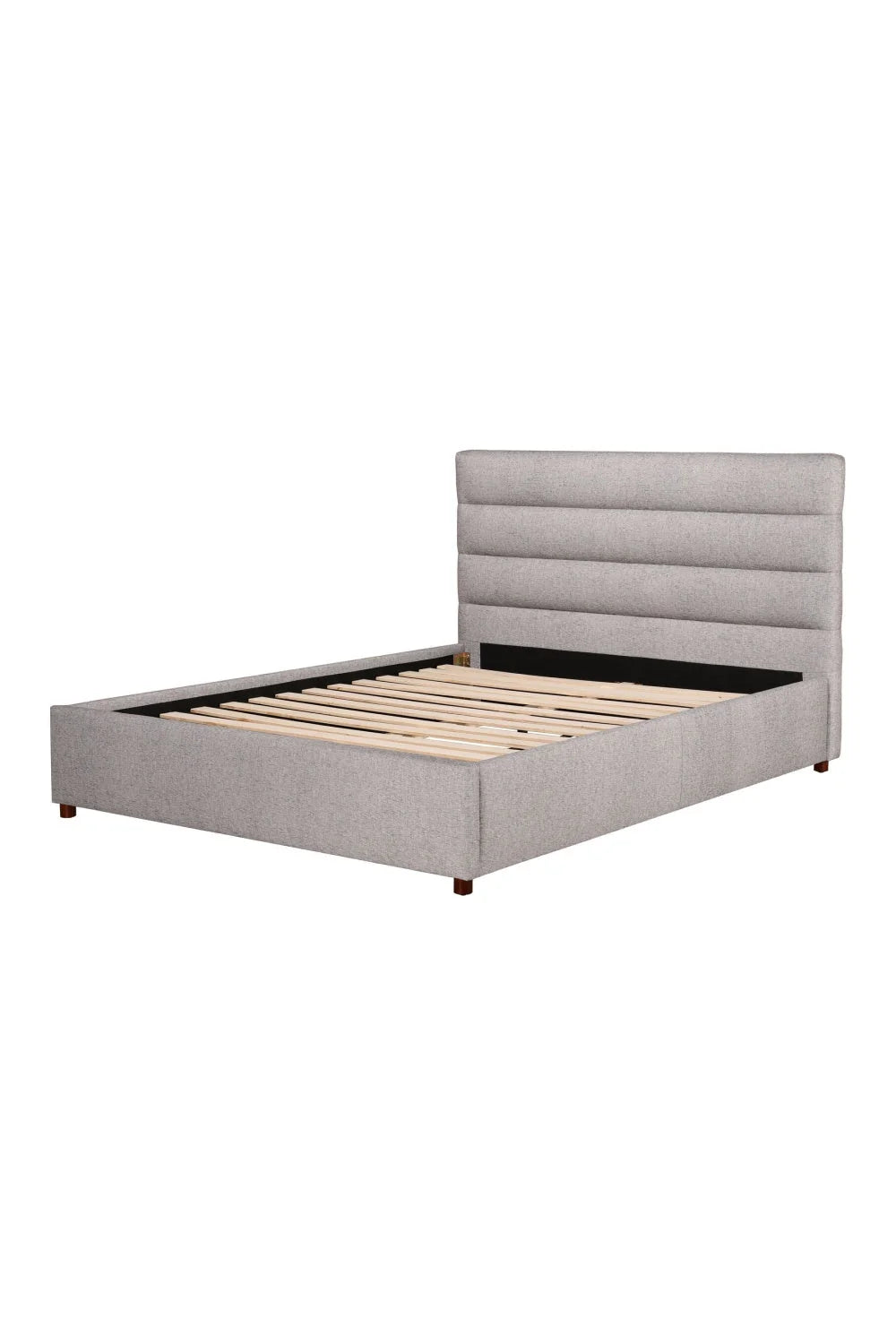 Luxury Modern Gray Channeled Fabric Queen Bed European Style for Villa