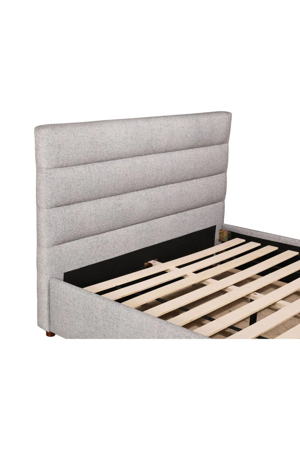 Luxury Modern Gray Channeled Fabric Queen Bed European Style for Villa