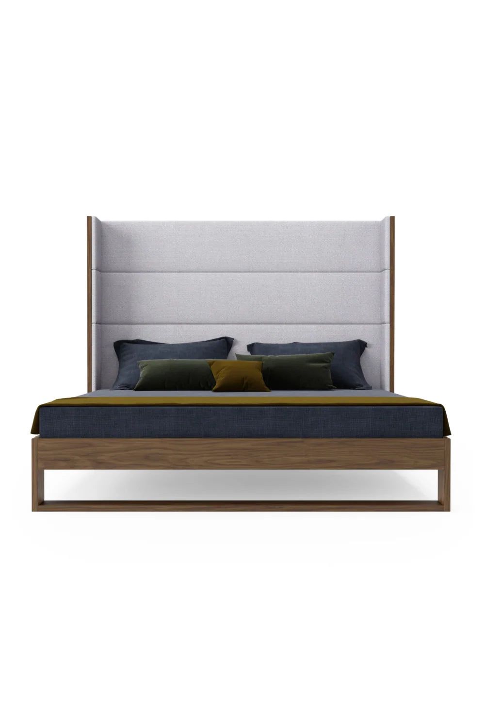 Luxury Modern Gray Cotton Twill Bed European Style for Villa