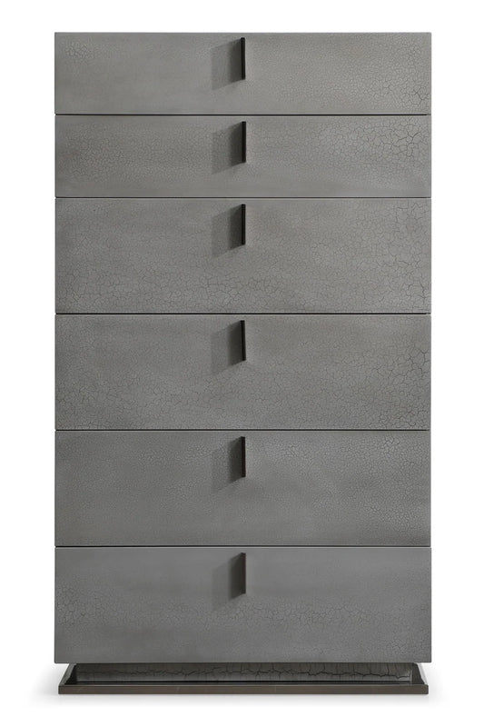 Luxury Modern Gray Crackle 6-Drawer Chest European Style for Villa