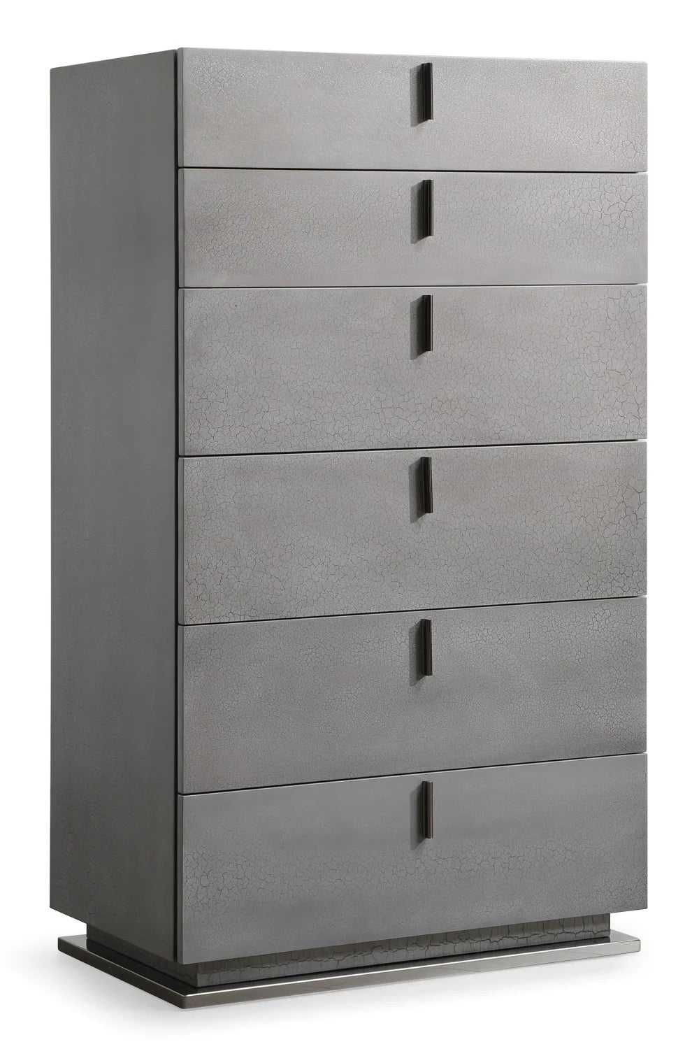 Luxury Modern Gray Crackle 6-Drawer Chest European Style for Villa