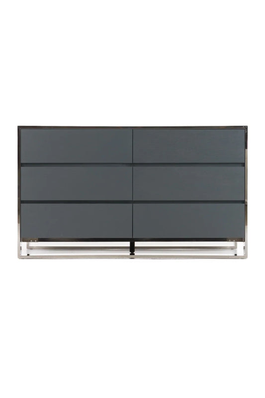 Luxury Modern Gray Elm 6-Drawer Dresser European Style for Villa