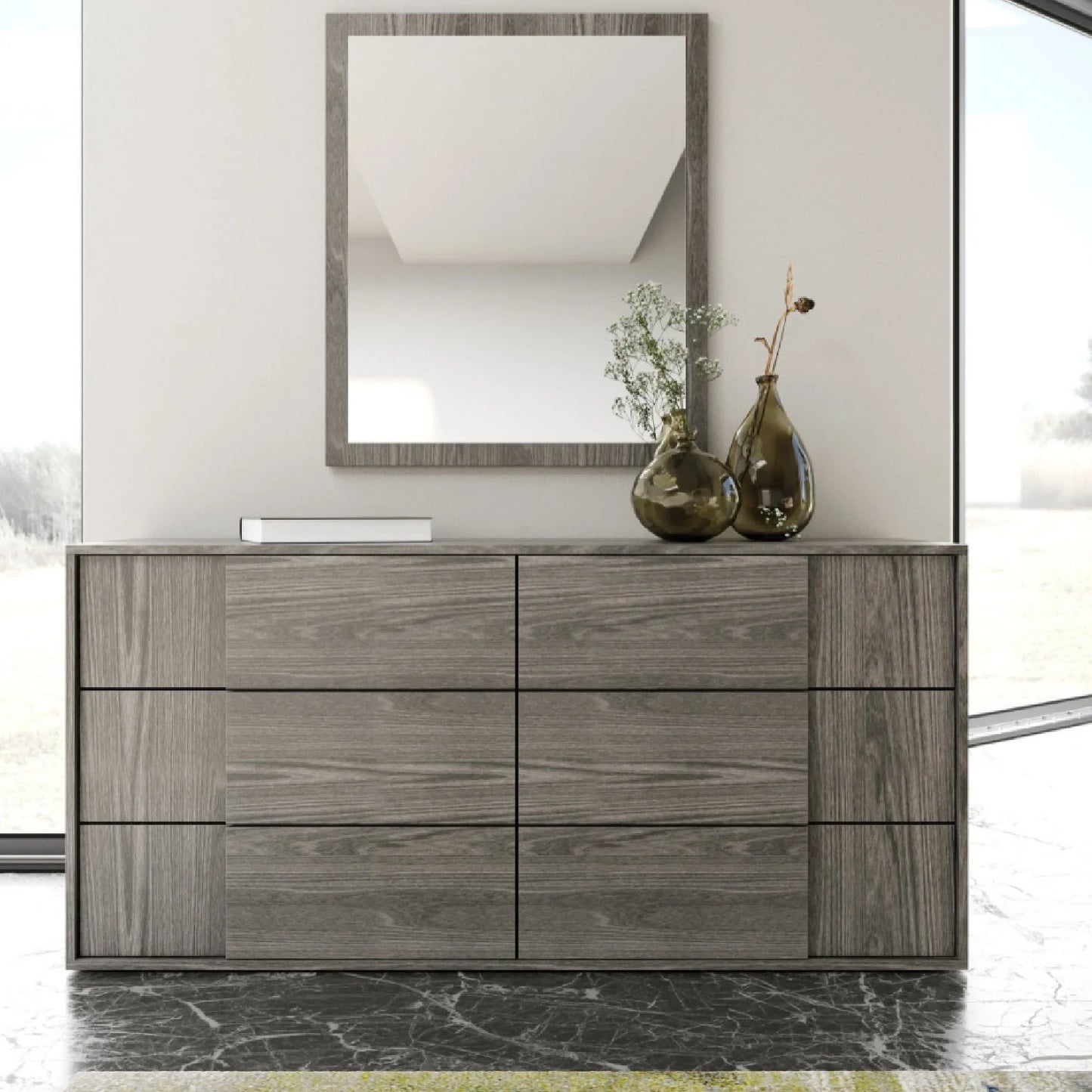 Luxury Modern Gray Elm Dresser European Style for Villa