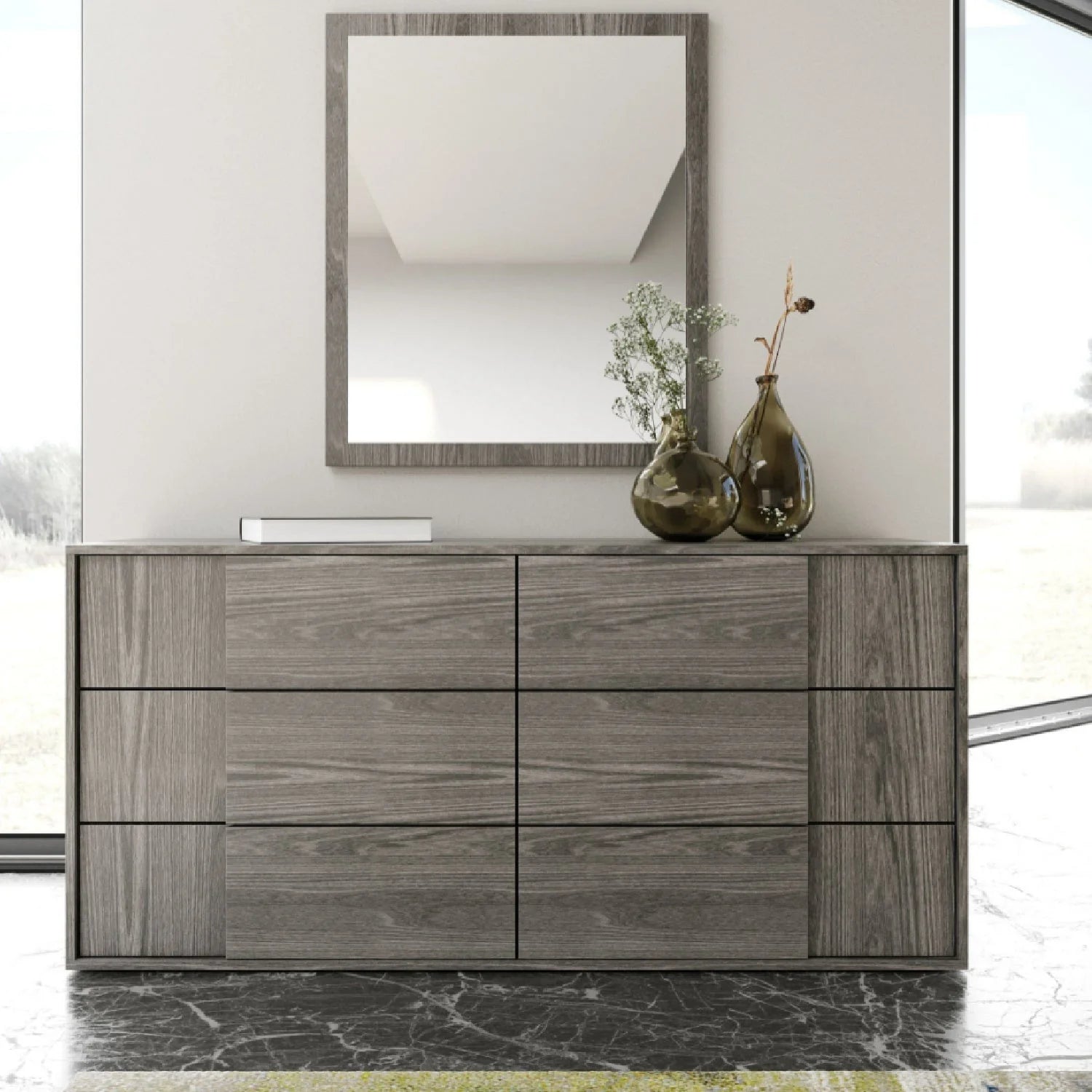 Luxury Modern Gray Elm Dresser European Style for Villa