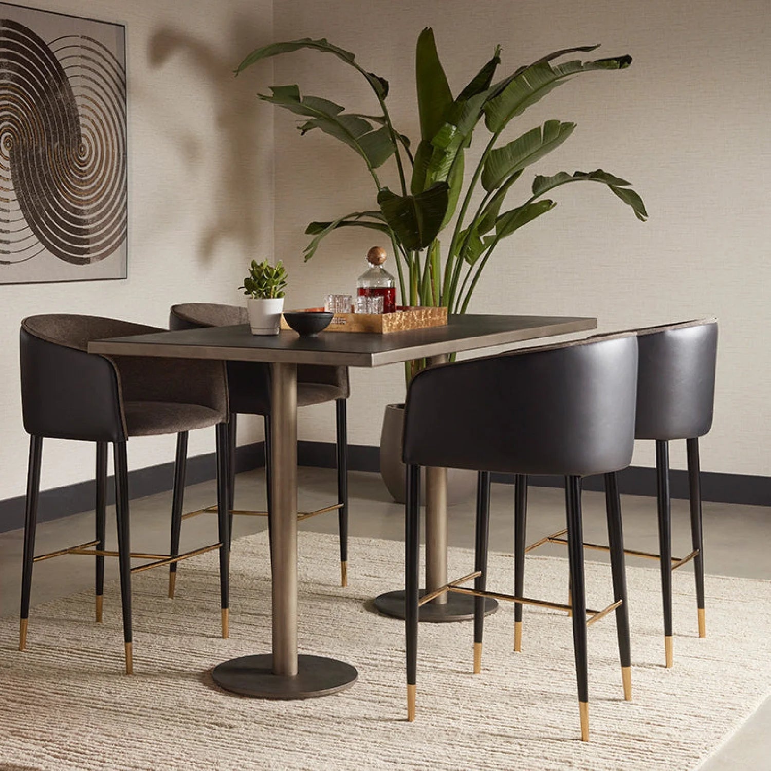 Luxury Modern Gray Fabric Bar Stool European Style for Villa