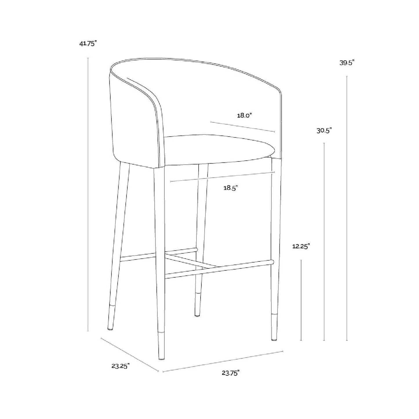 Luxury Modern Gray Fabric Bar Stool European Style for Villa