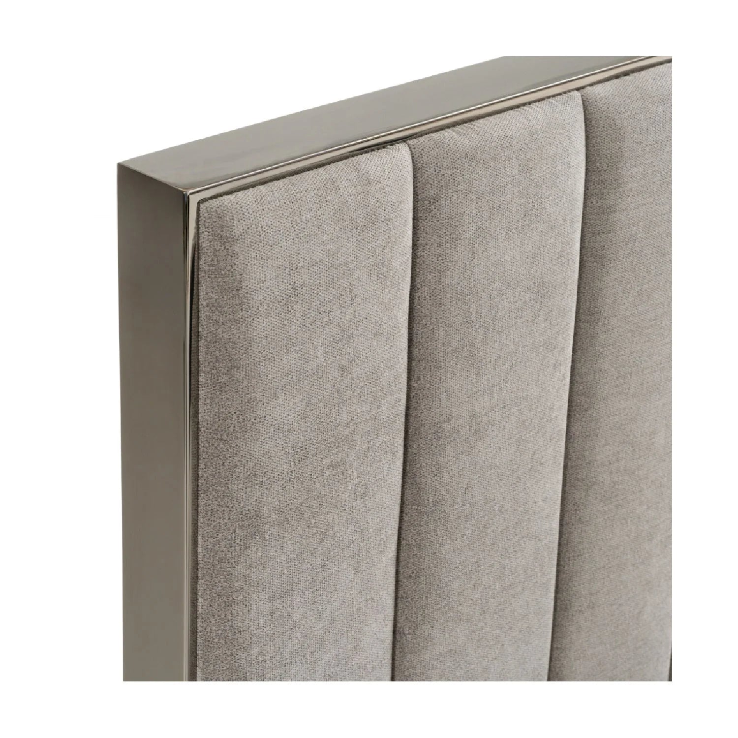 Luxury Modern Gray Fabric Panel Headboard Queen Bed European Style for Villa