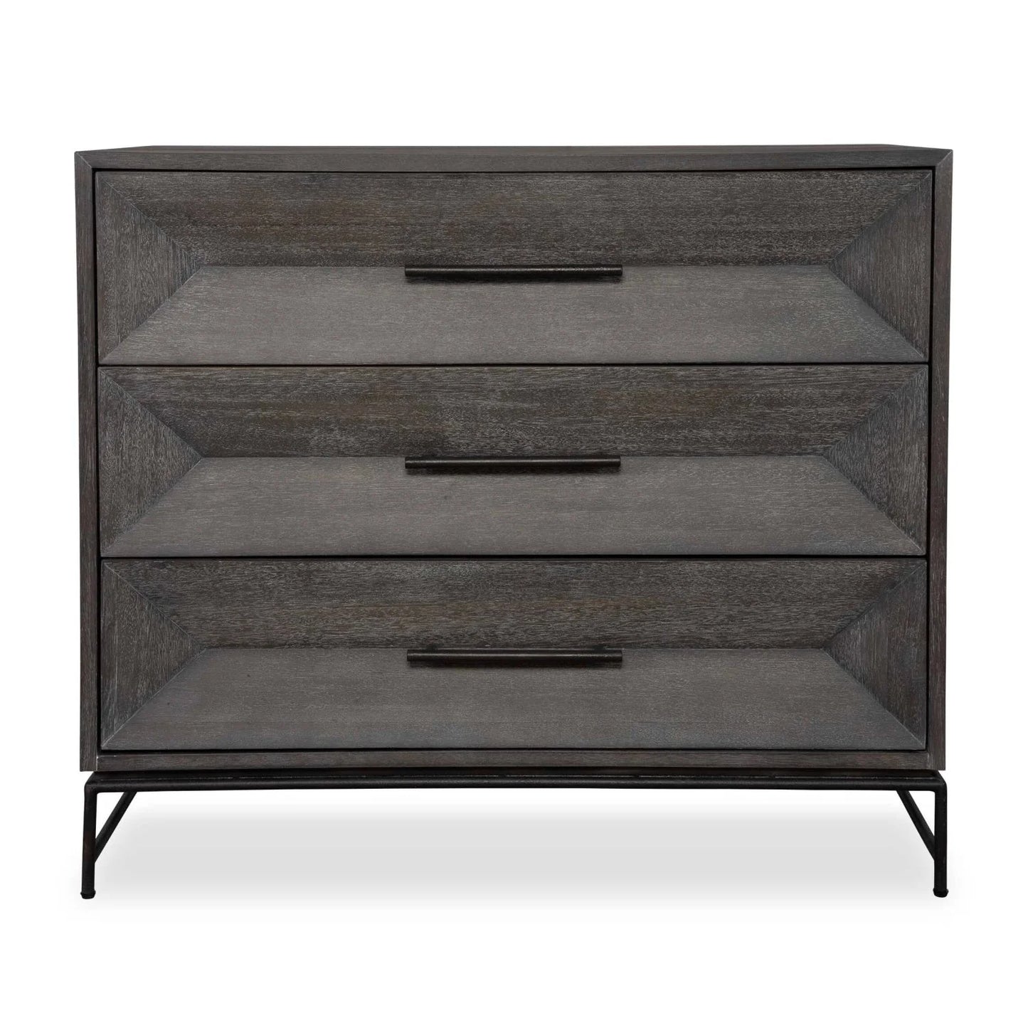 Luxury Modern Gray Glazed Acacia 3-Drawer Chest European Style for Villa