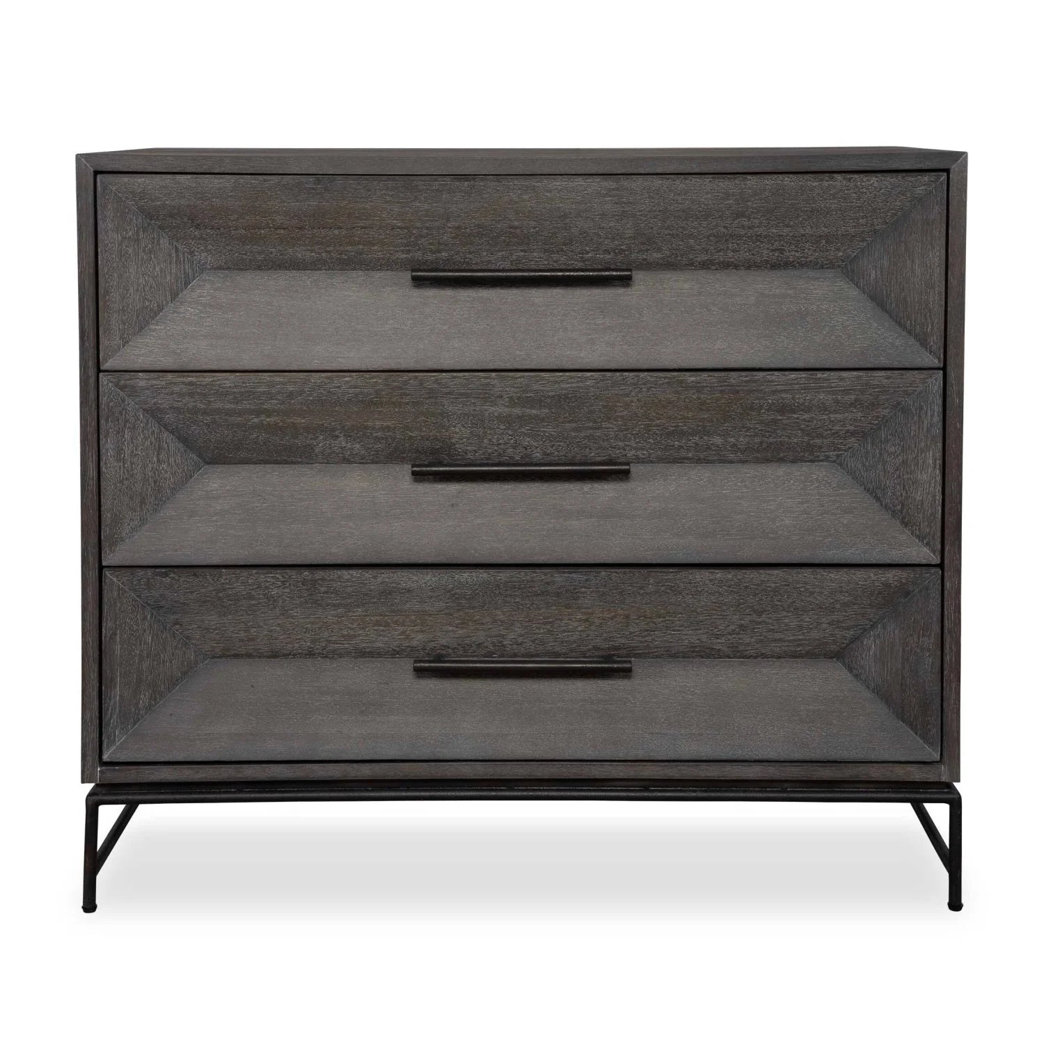 Luxury Modern Gray Glazed Acacia 3-Drawer Chest European Style for Villa