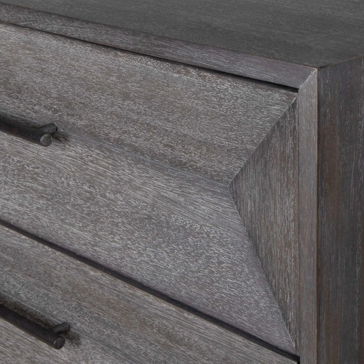 Luxury Modern Gray Glazed Acacia 3-Drawer Chest European Style for Villa