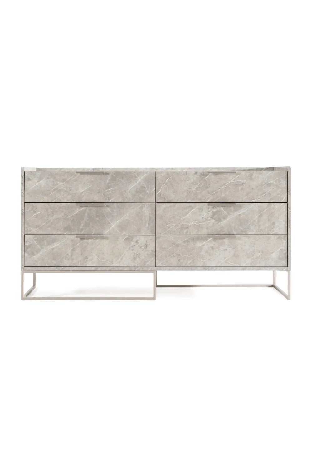 Luxury Modern Gray Marble Six Drawer Dresser European Style for Villa