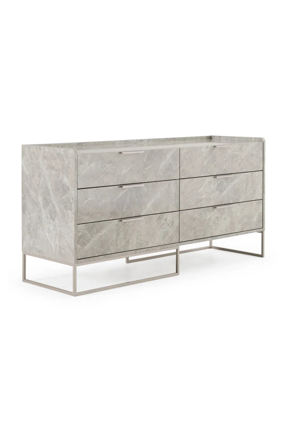 Luxury Modern Gray Marble Six Drawer Dresser European Style for Villa