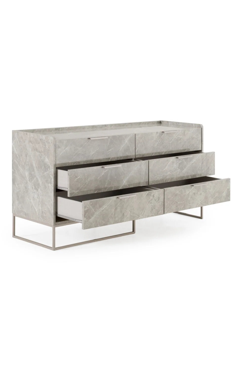 Luxury Modern Gray Marble Six Drawer Dresser European Style for Villa