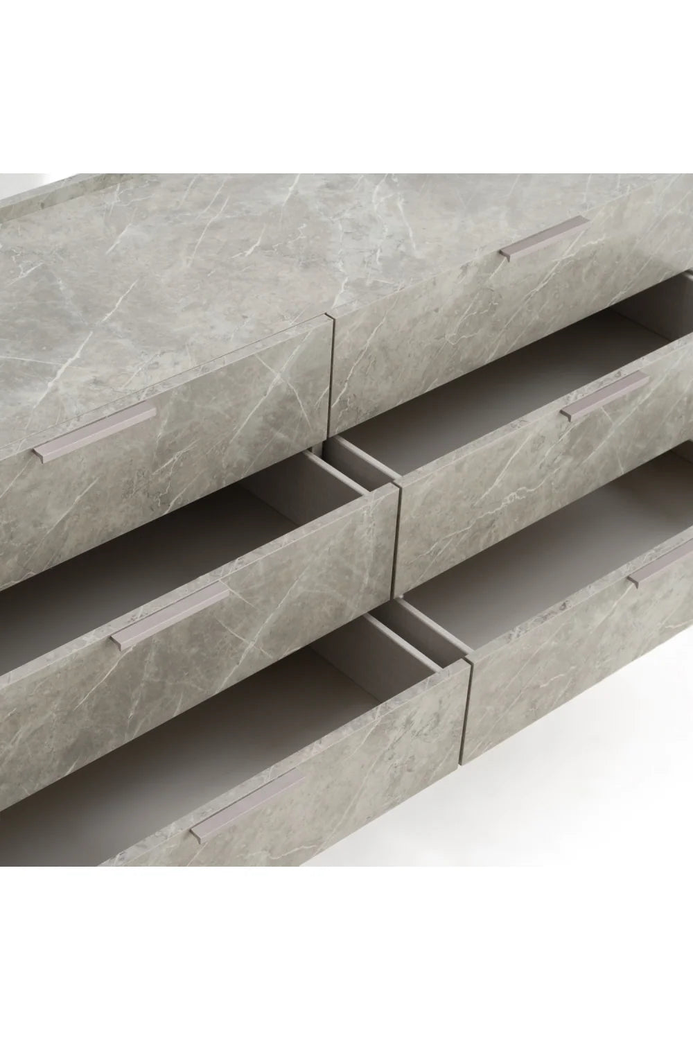 Luxury Modern Gray Marble Six Drawer Dresser European Style for Villa