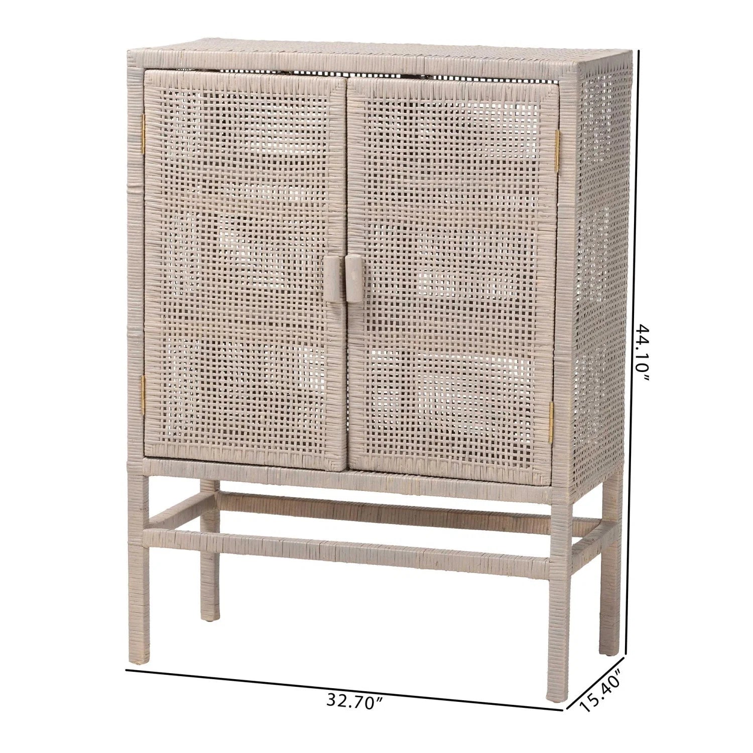 Luxury Modern Gray Rattan 2-Door Cabinet European Style for Villa