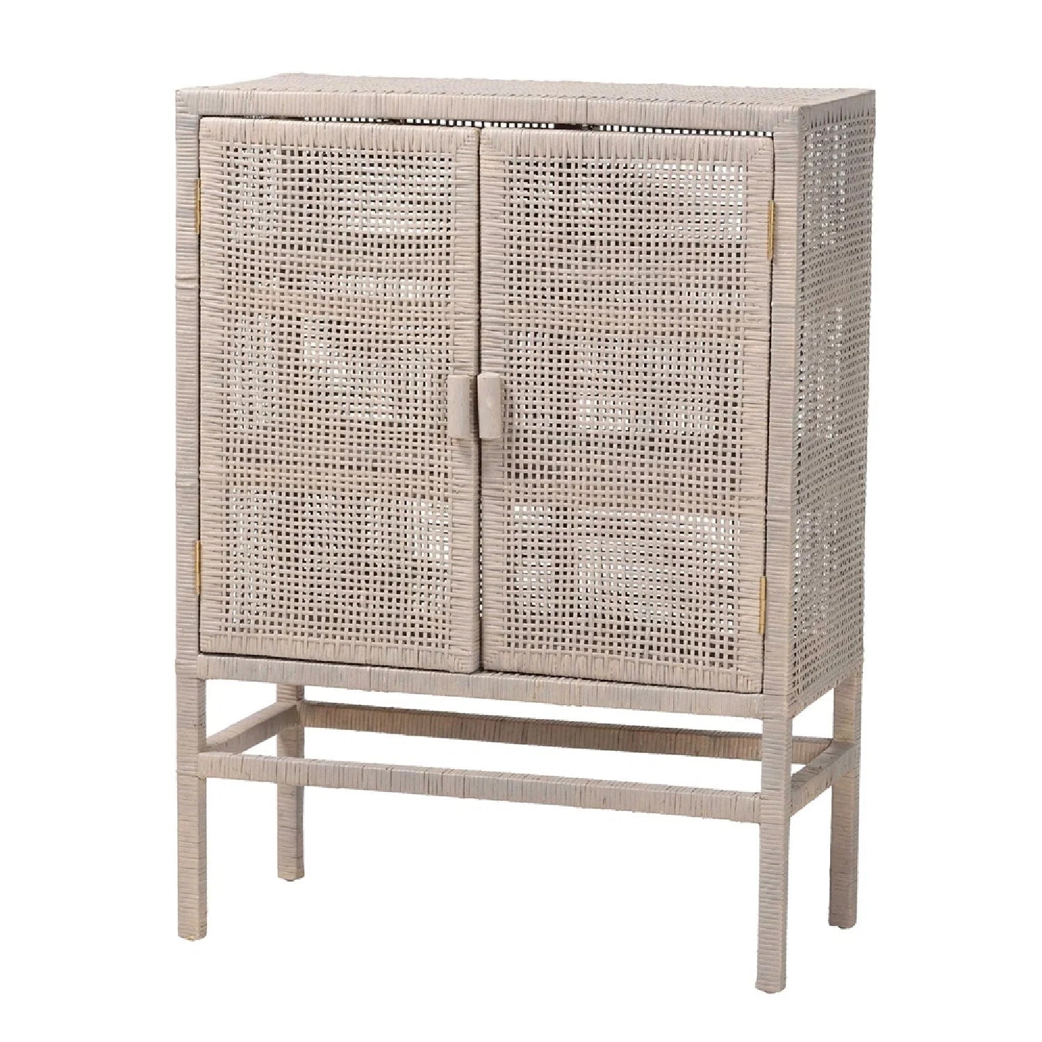 Luxury Modern Gray Rattan 2-Door Cabinet European Style for Villa