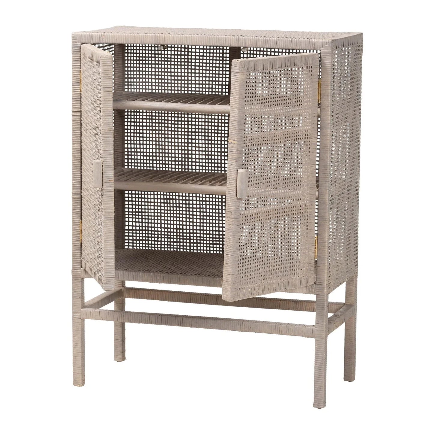 Luxury Modern Gray Rattan 2-Door Cabinet European Style for Villa