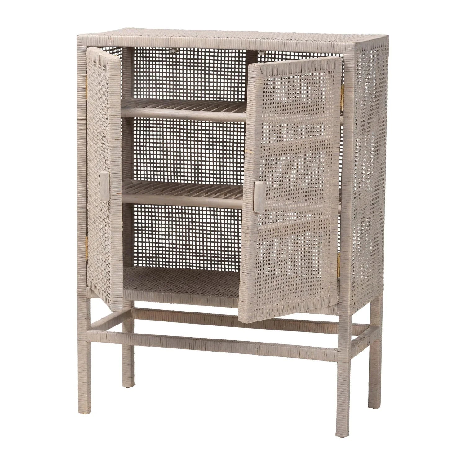 Luxury Modern Gray Rattan 2-Door Cabinet European Style for Villa