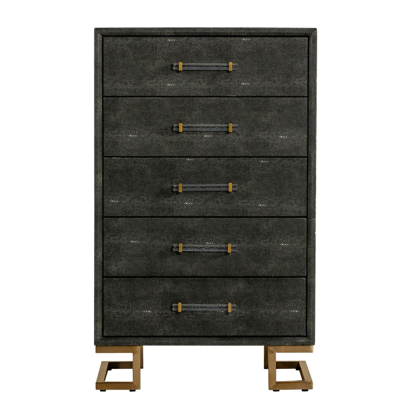 Luxury Modern Gray Shagreen 5-Drawer Chest European Style for Villa