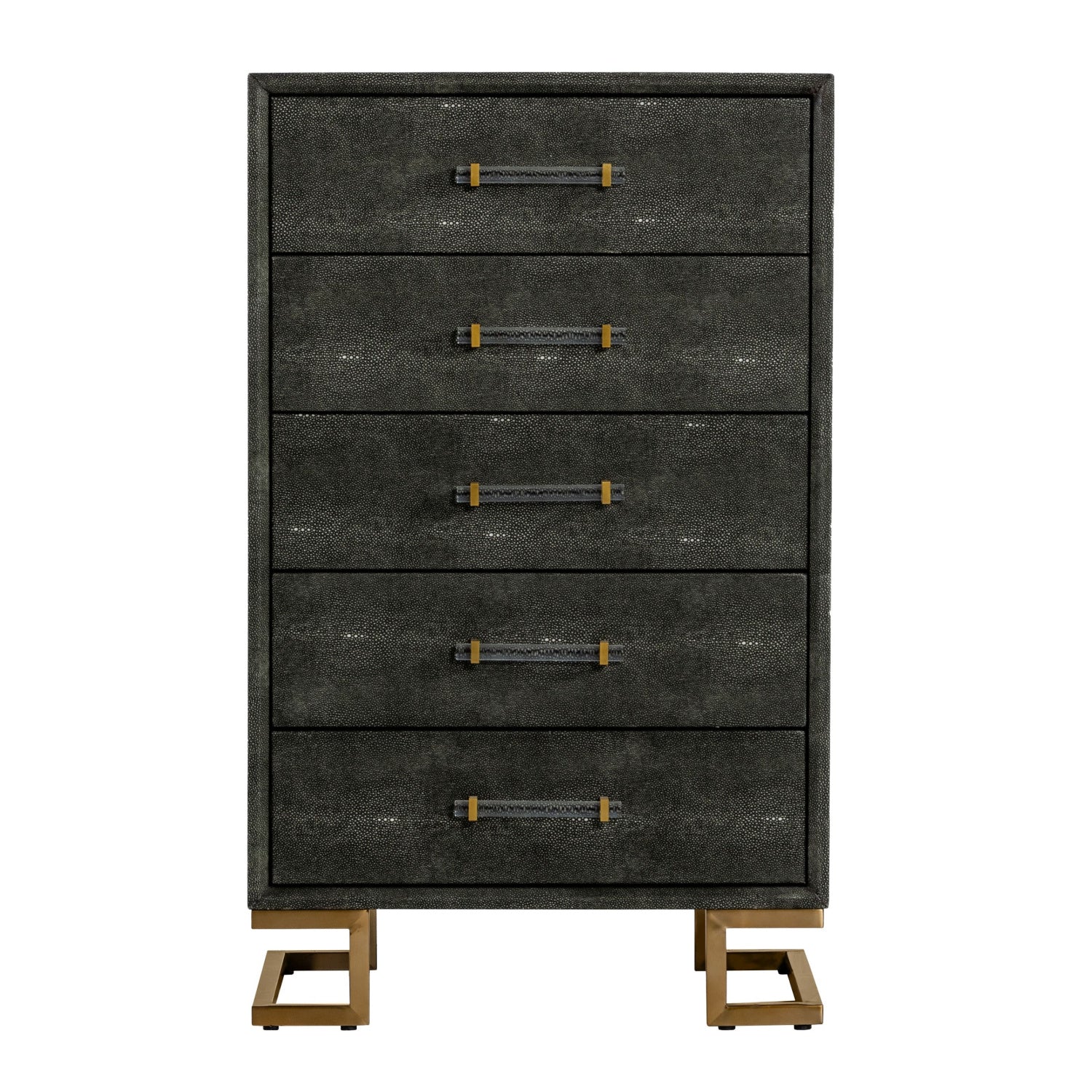 Luxury Modern Gray Shagreen 5-Drawer Chest European Style for Villa