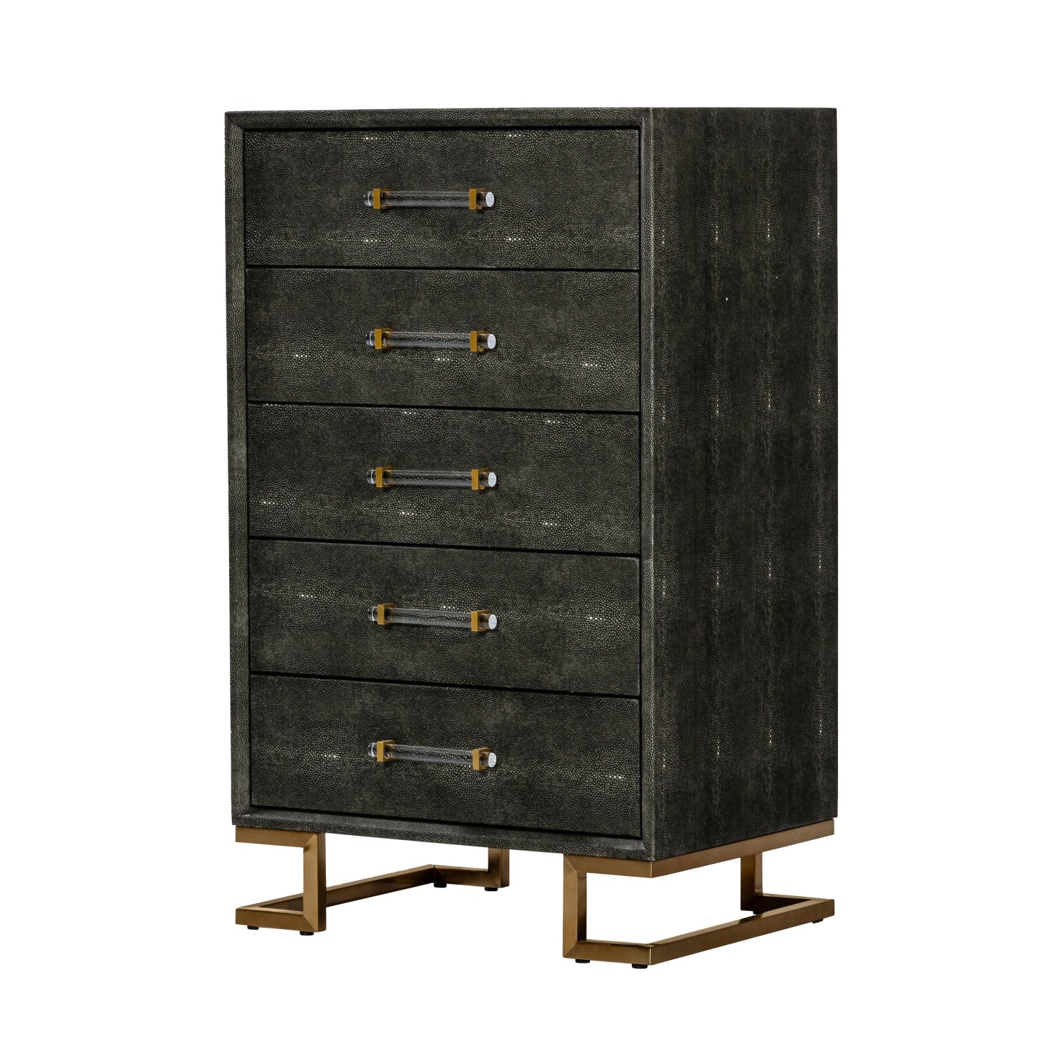 Luxury Modern Gray Shagreen 5-Drawer Chest European Style for Villa