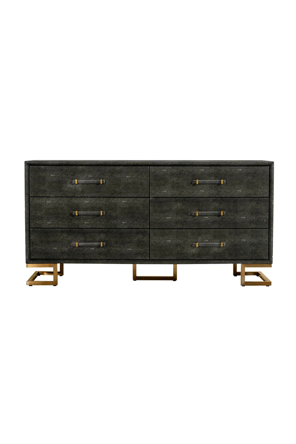 Luxury Modern Gray Shagreen 6 Drawer Dresser European Style for Villa