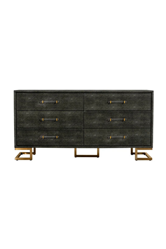 Luxury Modern Gray Shagreen 6 Drawer Dresser European Style for Villa
