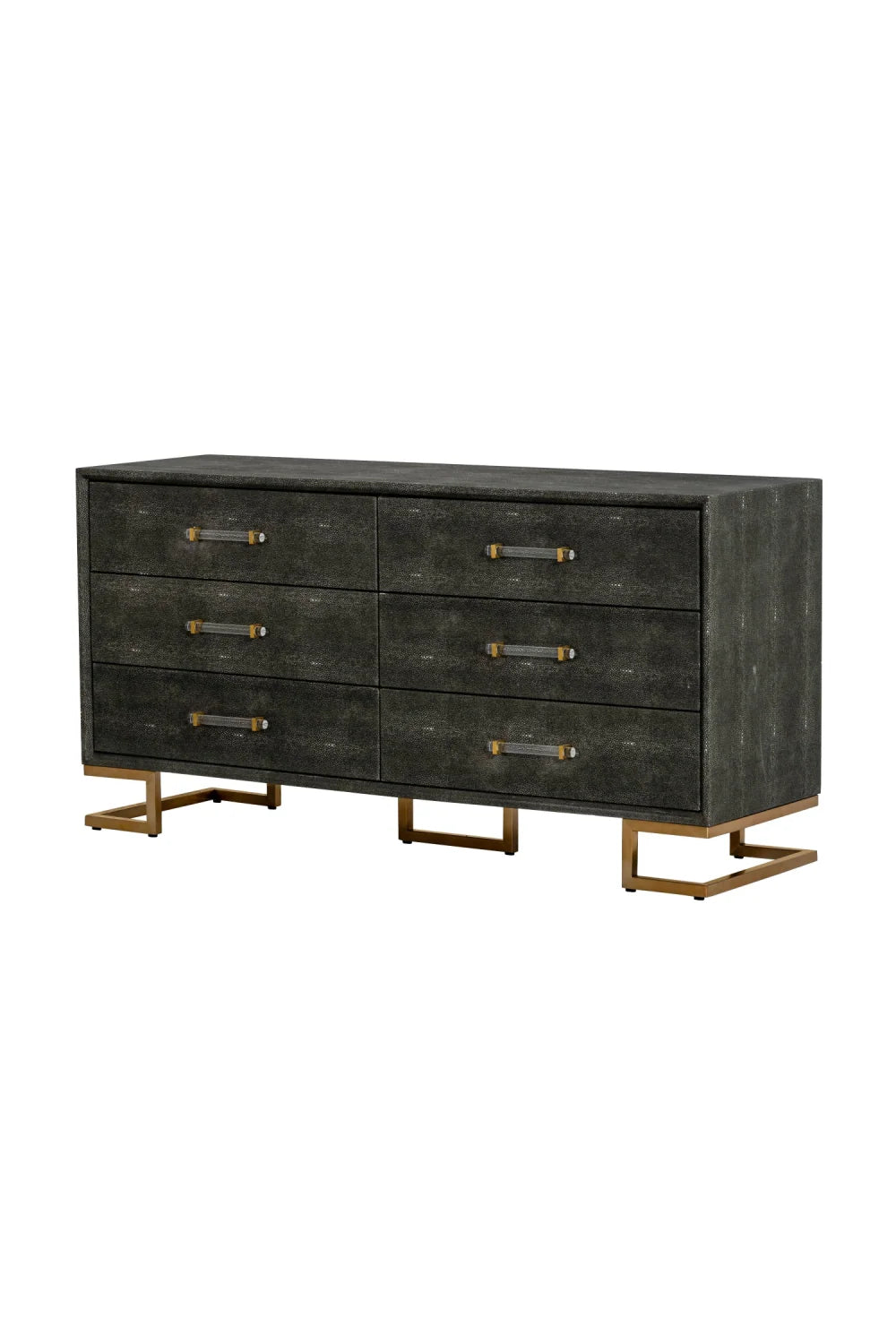 Luxury Modern Gray Shagreen 6 Drawer Dresser European Style for Villa