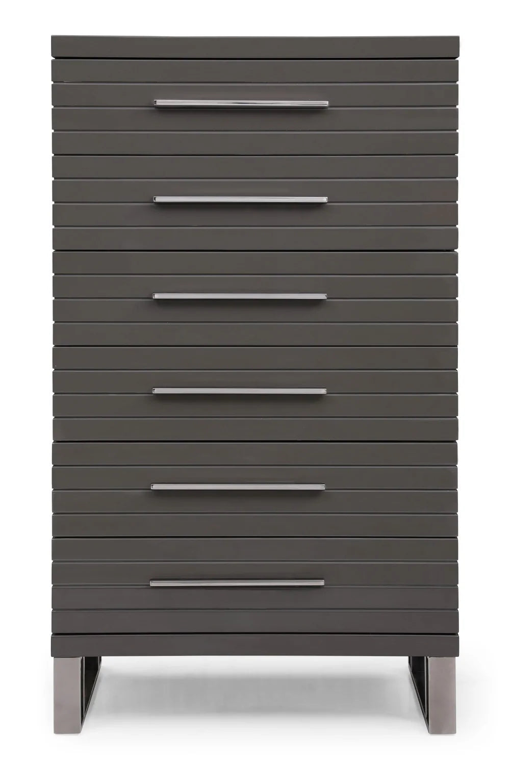 Luxury Modern Gray Slatted 6-Drawer Chest European Style for Villa