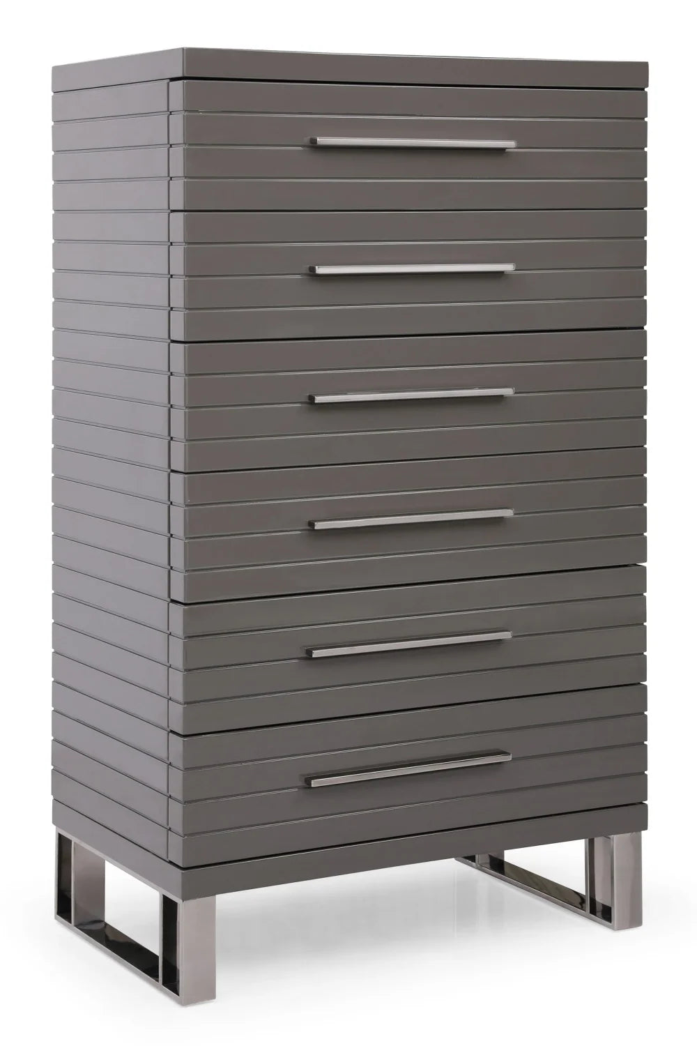 Luxury Modern Gray Slatted 6-Drawer Chest European Style for Villa