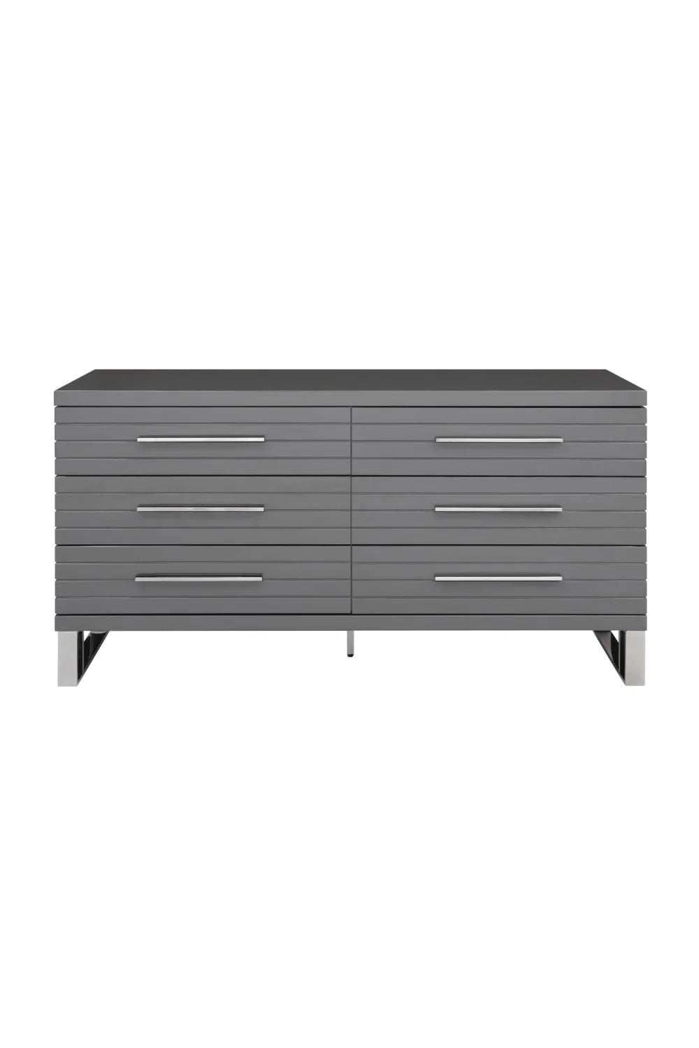 Luxury Modern Gray Slatted 6-Drawer Dresser European Style for Villa