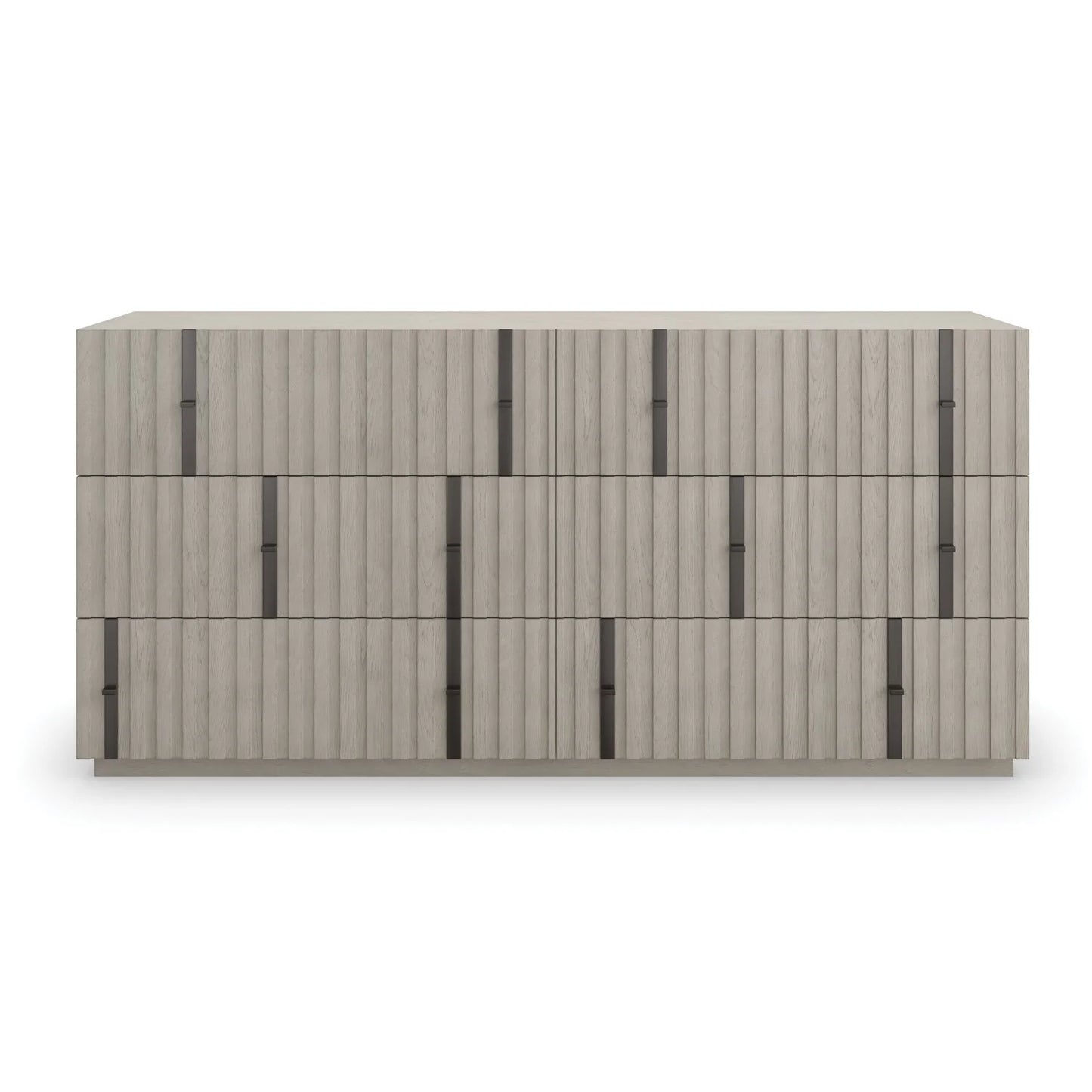 Luxury Modern Gray Slatted 6-Drawer Dresser European Style for Villa
