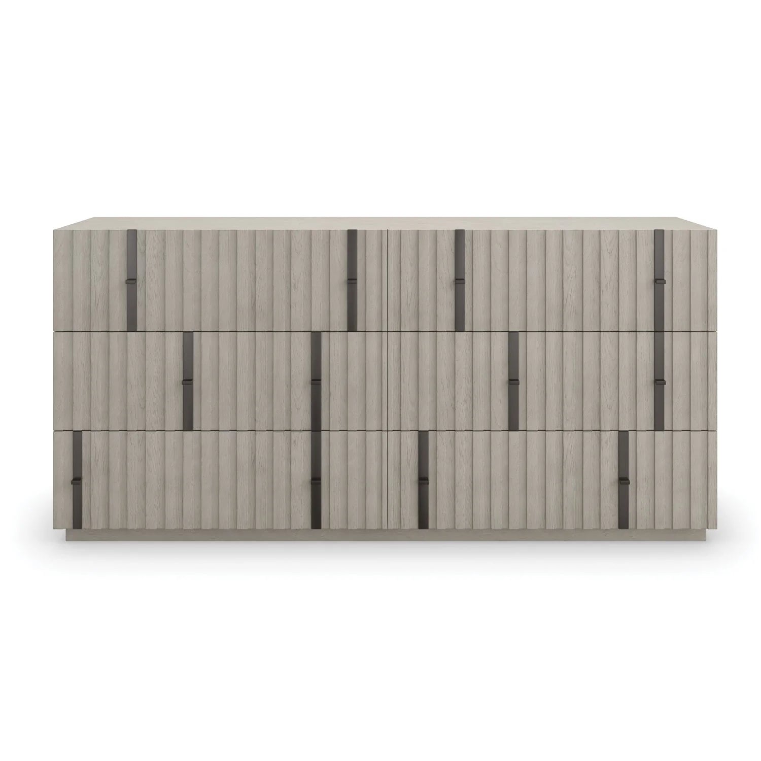 Luxury Modern Gray Slatted 6-Drawer Dresser European Style for Villa