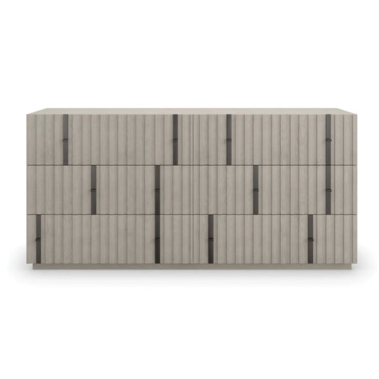 Luxury Modern Gray Slatted 6-Drawer Dresser European Style for Villa