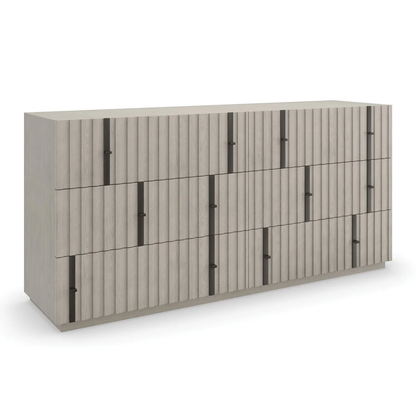 Luxury Modern Gray Slatted 6-Drawer Dresser European Style for Villa