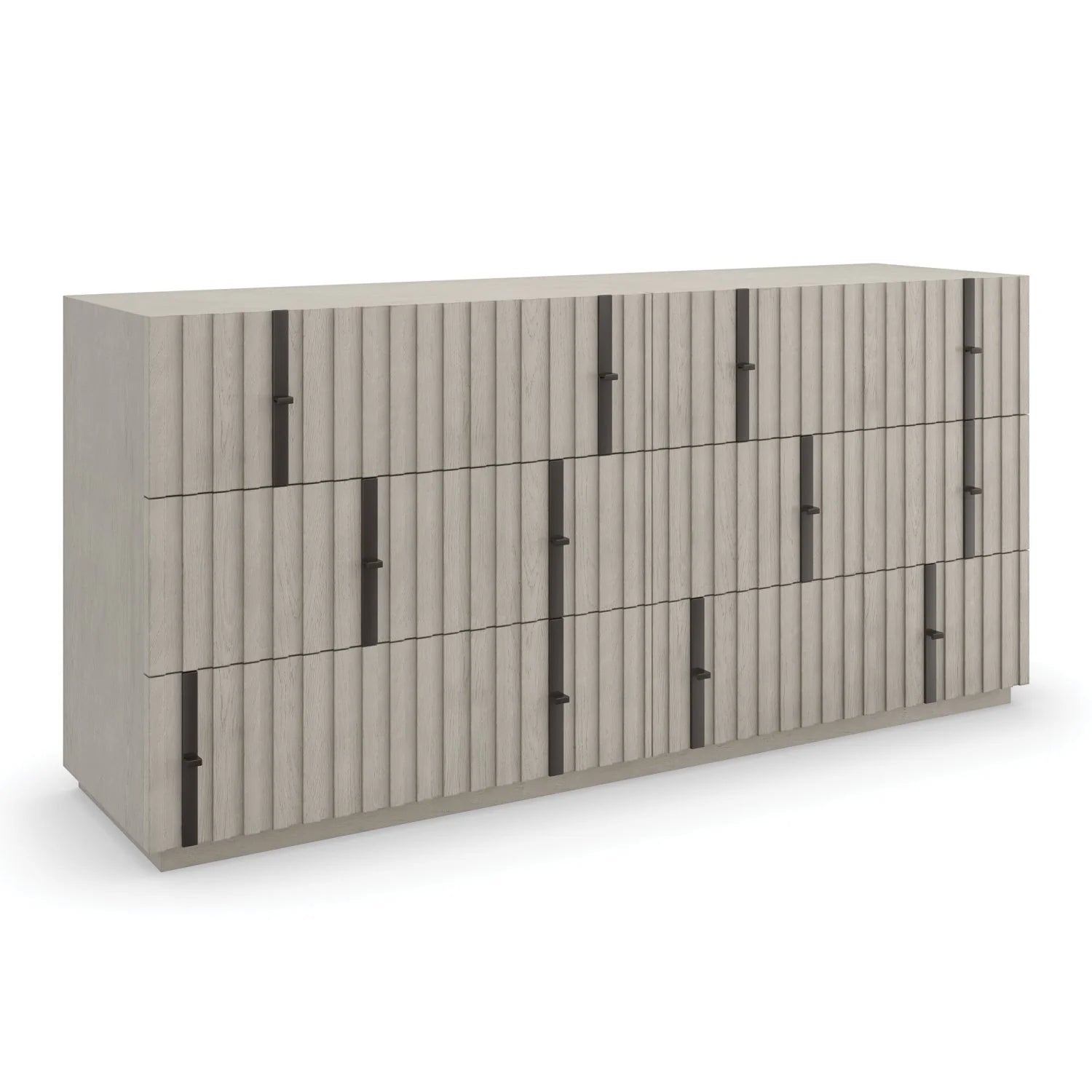 Luxury Modern Gray Slatted 6-Drawer Dresser European Style for Villa